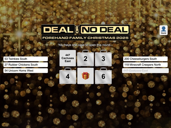 Jeff Forehand Deal Or No Deal Game Screenshot of a game he made