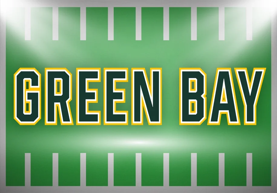 Green Bay generic stock image - Green and Gold with a generic looking football field