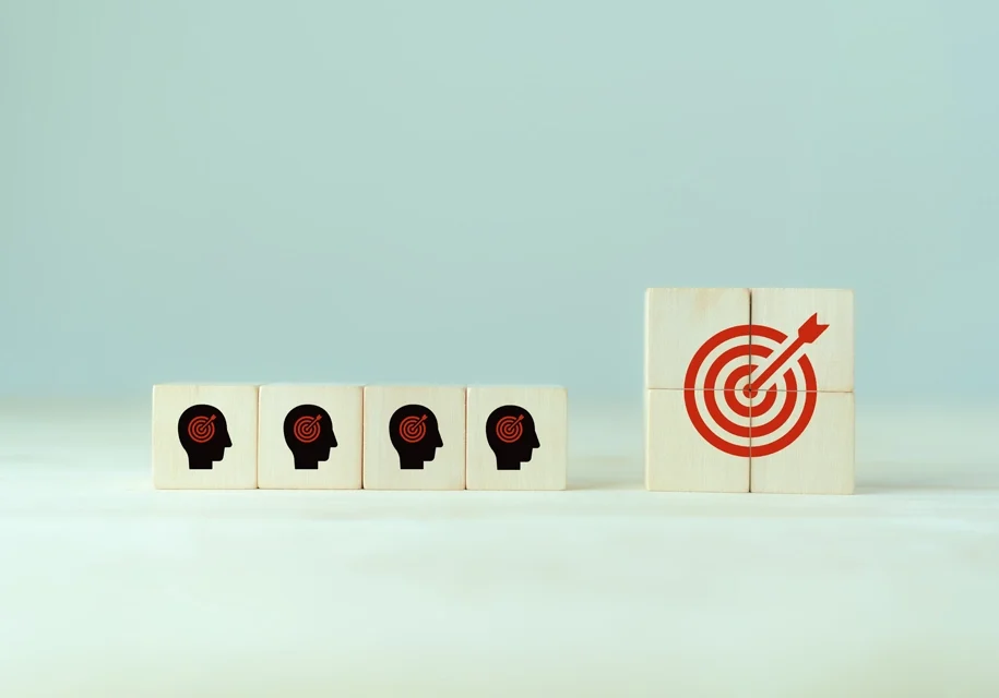 Wooden Blocks showing a visual for OKRs